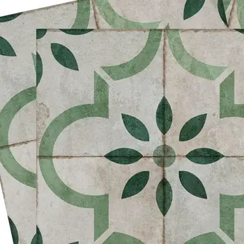 4" x 4" Green Vinyl Arabesque Peel And Stick Removable Tiles