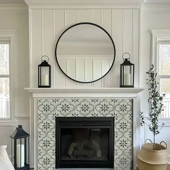 4" x 4" Green Vinyl Arabesque Peel And Stick Removable Tiles
