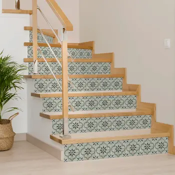 4" x 4" Green Vinyl Arabesque Peel And Stick Removable Tiles