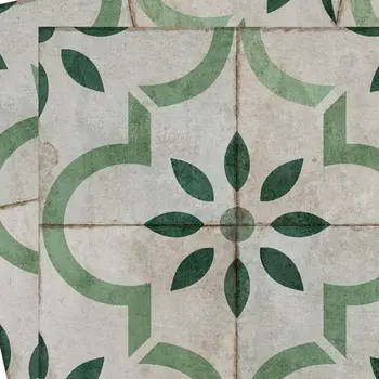 8" x 8" Green Vinyl Arabesque Peel And Stick Removable Tiles