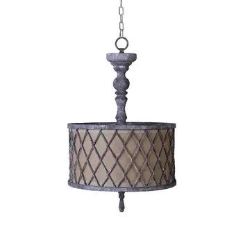 Brown Cylinder Metal Dimmable Chandelier With Khaki Shades
