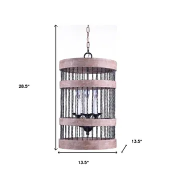 Brown Cylinder Metal Dimmable Chandelier