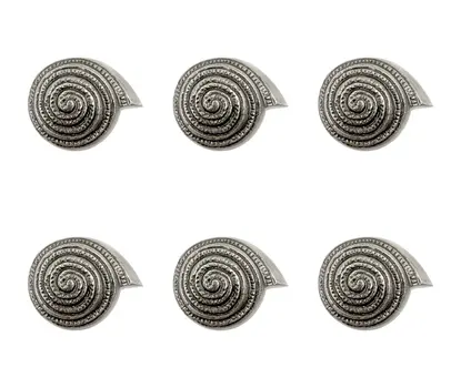 Set of Six Silver Seashell Cast Aluminum Drawer Pull Knobs