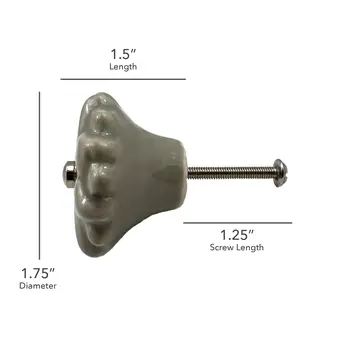 Set of Six Gray Ceramic Drawer Pull Knobs