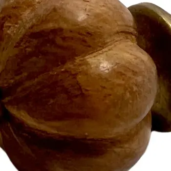 Set of Six Brown Wood Flower Shaped Drawer Pull Knobs