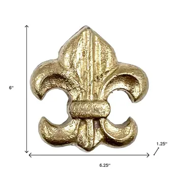 Set of Six Gold Cast Aluminum Fleur De Lis Drawer Pull Knobs