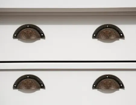 Set of Six Distressed Bronze Metal Cup Drawer Pull Knobs