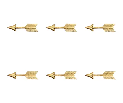 Set of Six Brass Cast Aluminum Arrow Drawer Pull Knobs