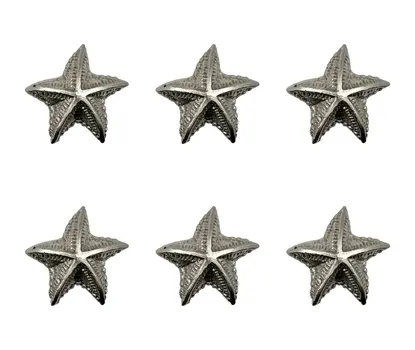 Set of Six Silver Iron Starfish Drawer Pull Knobs