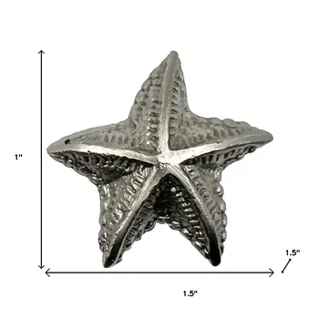 Set of Six Silver Iron Starfish Drawer Pull Knobs