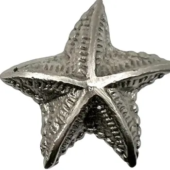 Set of Six Silver Iron Starfish Drawer Pull Knobs
