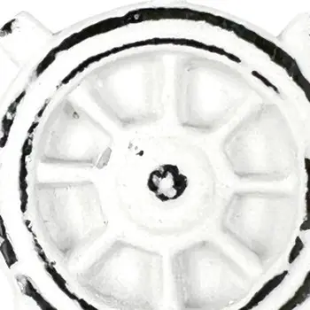 Set of Six Rustic White Iron Captains Wheel Drawer Pull Knobs