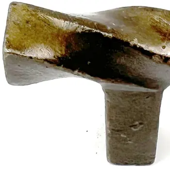 Set of Six Distressed Bronze Twisted Geometric Metal Drawer Pull Knobs