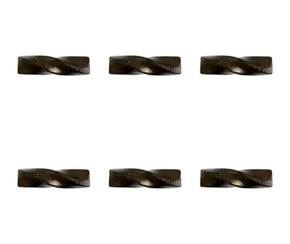 Set of Six Distressed Bronze Twisted Geometric Metal Drawer Pull Knobs