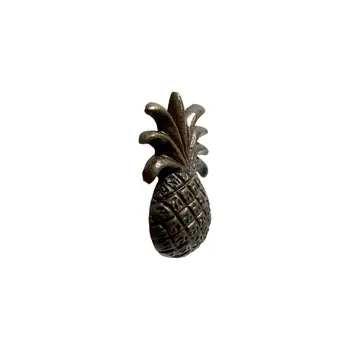 Set of Six Antiqued Bronze Metal Pineapple Drawer Pull Knobs
