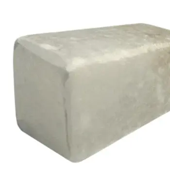 Set of Six White Stone Square Cylindrical Drawer Pull Knobs