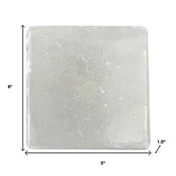Set of Six White Stone Square Drawer Pull Knobs