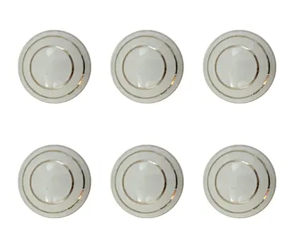 Set of Six White And Gold Geometric Ceramic Drawer Pull Knobs