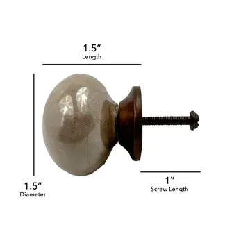 Set of Six Tan Ceramic Mushroom Shape Drawer Pull Knobs