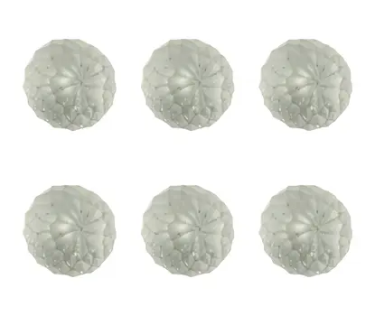 Set of Six White Frosted Glass Faceted Globe Drawer Pull Knobs
