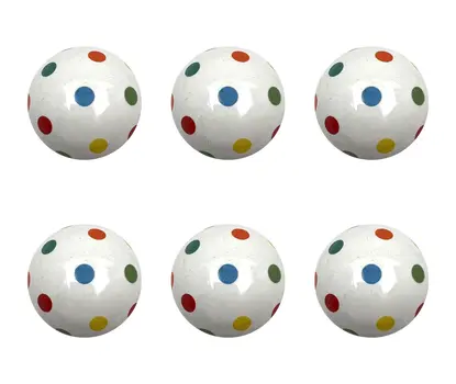 Set of Six Off White Blue Red And Green Polka Dots Ceramic Drawer Pull Knobs