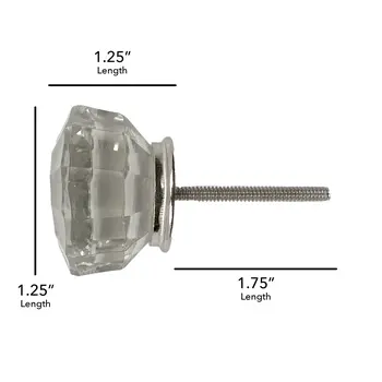 Set of Six Clear Faceted Glass Drawer Pull Knobs