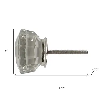 Set of Six Clear Faceted Glass Drawer Pull Knobs