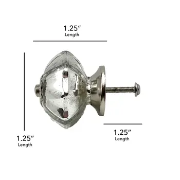 Set of Six Silver Faceted Mercury Glass Drawer Pull Knobs
