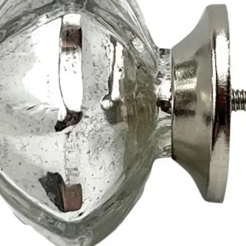 Set of Six Silver Faceted Mercury Glass Drawer Pull Knobs