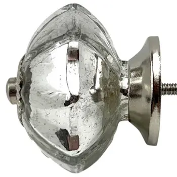 Set of Six Silver Faceted Mercury Glass Drawer Pull Knobs