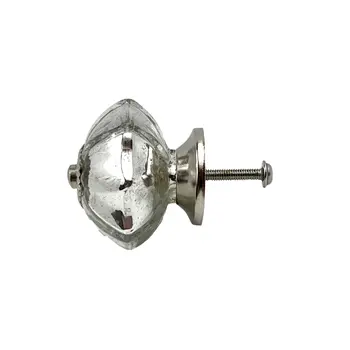 Set of Six Silver Faceted Mercury Glass Drawer Pull Knobs