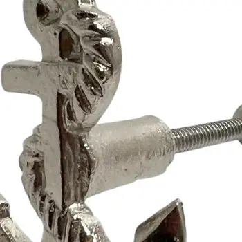 Set of Six Silver Nautical Anchor Metal Drawer Pull Knobs
