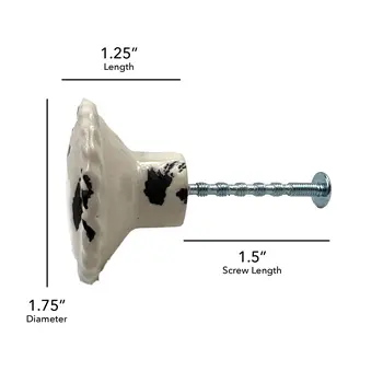 Set of Six Distressed White Ceramic Drawer Pull Knobs
