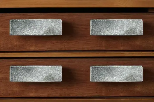 Set of Six Gray Stone Drawer Pull Knobs