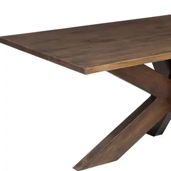 78" Brown Solid Wood Cross Leg Base Dining Table