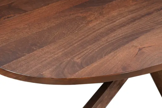92" Brown Solid Wood Cross Leg Base Oval Dining Table