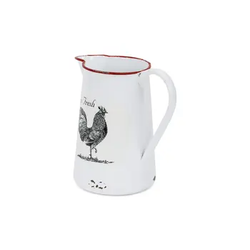 8" White Metal Chicken Hand Painted Decorative Canister