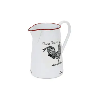 8" White Metal Chicken Hand Painted Decorative Canister