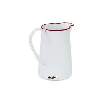 8" White Metal Chicken Hand Painted Decorative Canister