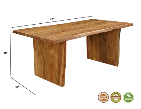 Seven Piece Brown Solid Wood Dining Set with Six Chairs