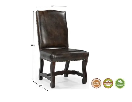 Seven Piece Brown Solid Wood Dining Set with Six Chairs