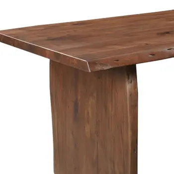 Seven Piece Brown Solid Wood Dining Set with Six Chairs