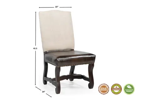 Seven Piece Brown Solid Wood Dining Set with Six Chairs