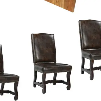 Nine Piece Brown Solid Wood Dining Set with Eight Chairs