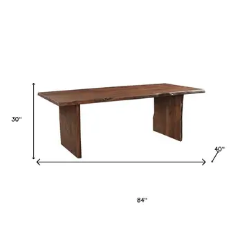 Nine Piece Brown Solid Wood Dining Set with Eight Chairs