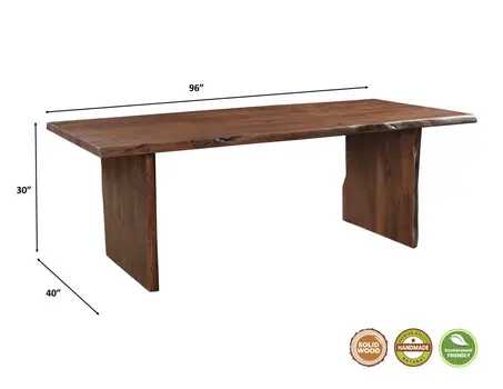 96" Brown Solid Wood Double Pedestal Base Dining Table