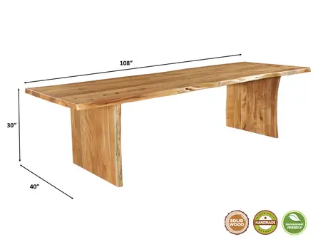 108" Brown Solid Wood Double Pedestal Base Dining Table