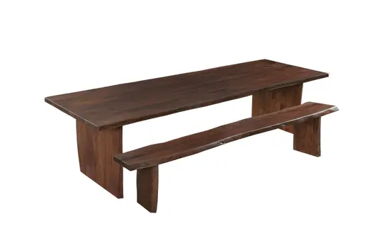 108" Brown Solid Wood Double Pedestal Base Dining Table