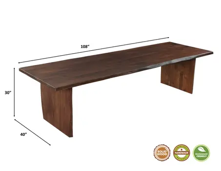 108" Brown Solid Wood Double Pedestal Base Dining Table