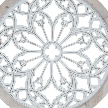 25" Natural And White Wood Medallion Round Hanging Wall Decor